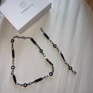 Versace Black and Silver Chain Necklace and Bracelet